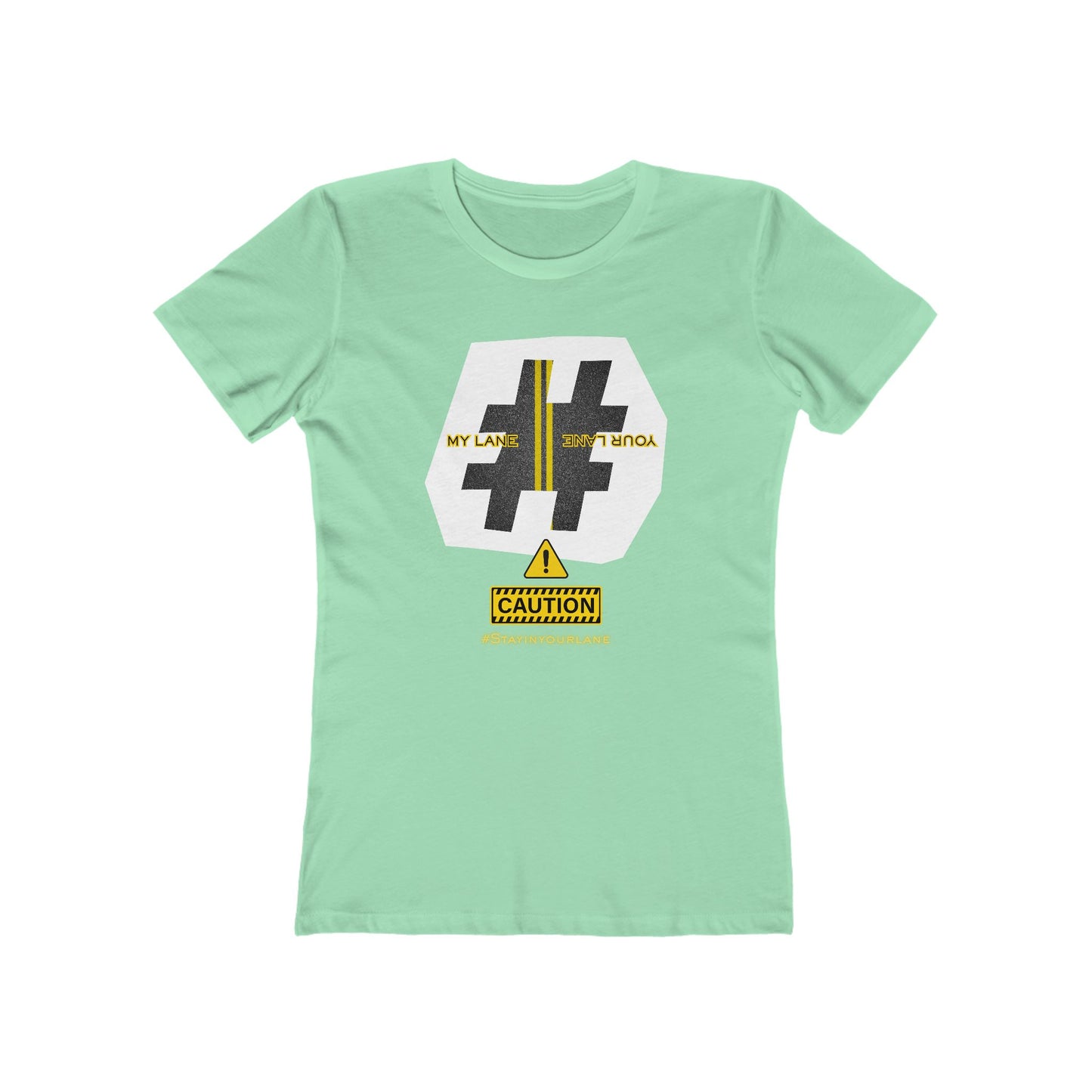 Black White Yellow Lanes Tee - Women’s Boyfriend Fit Celebration T-Shirt