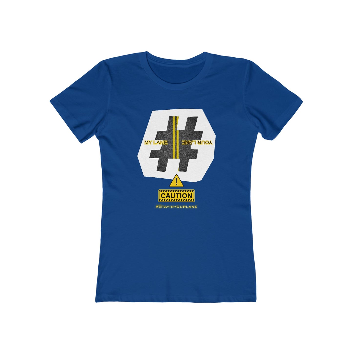 Black White Yellow Lanes Tee - Women’s Boyfriend Fit Celebration T-Shirt