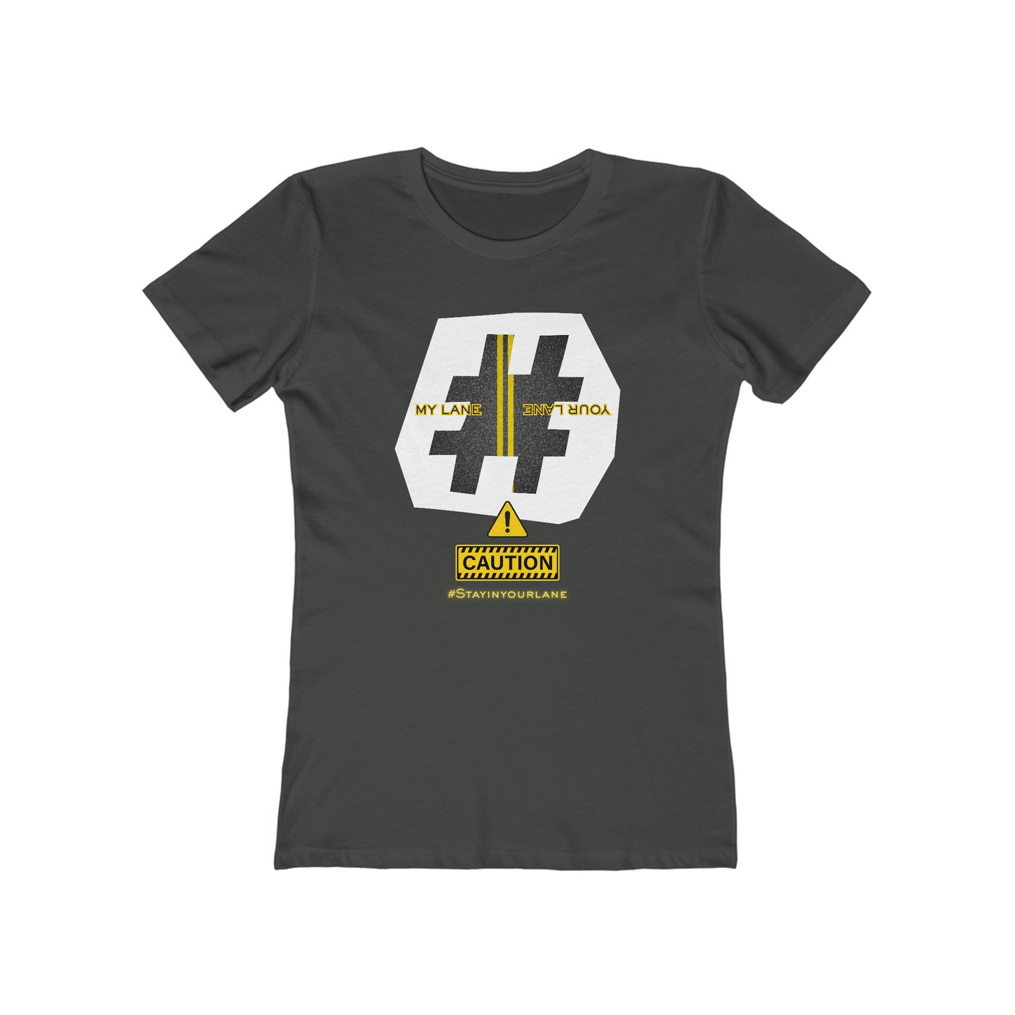 Black White Yellow Lanes Tee - Women’s Boyfriend Fit Celebration T-Shirt