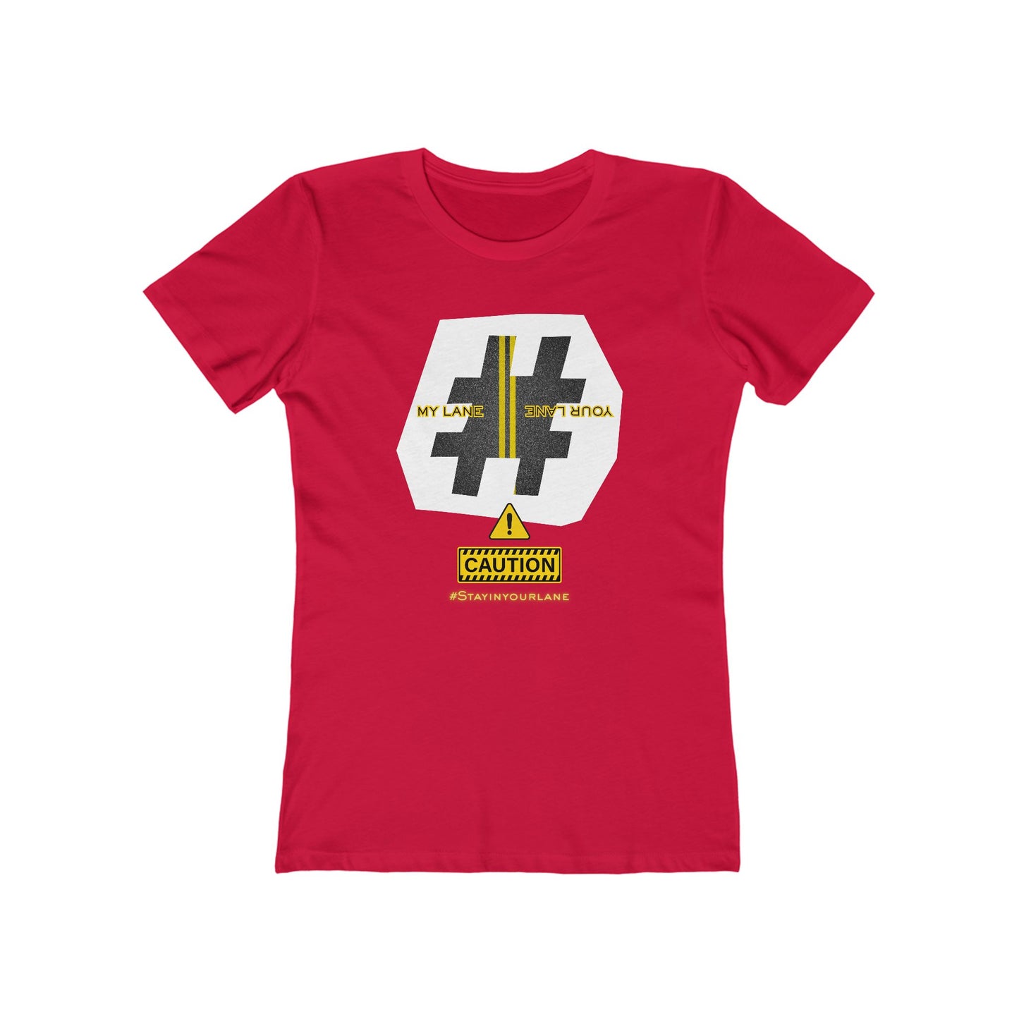 Black White Yellow Lanes Tee - Women’s Boyfriend Fit Celebration T-Shirt