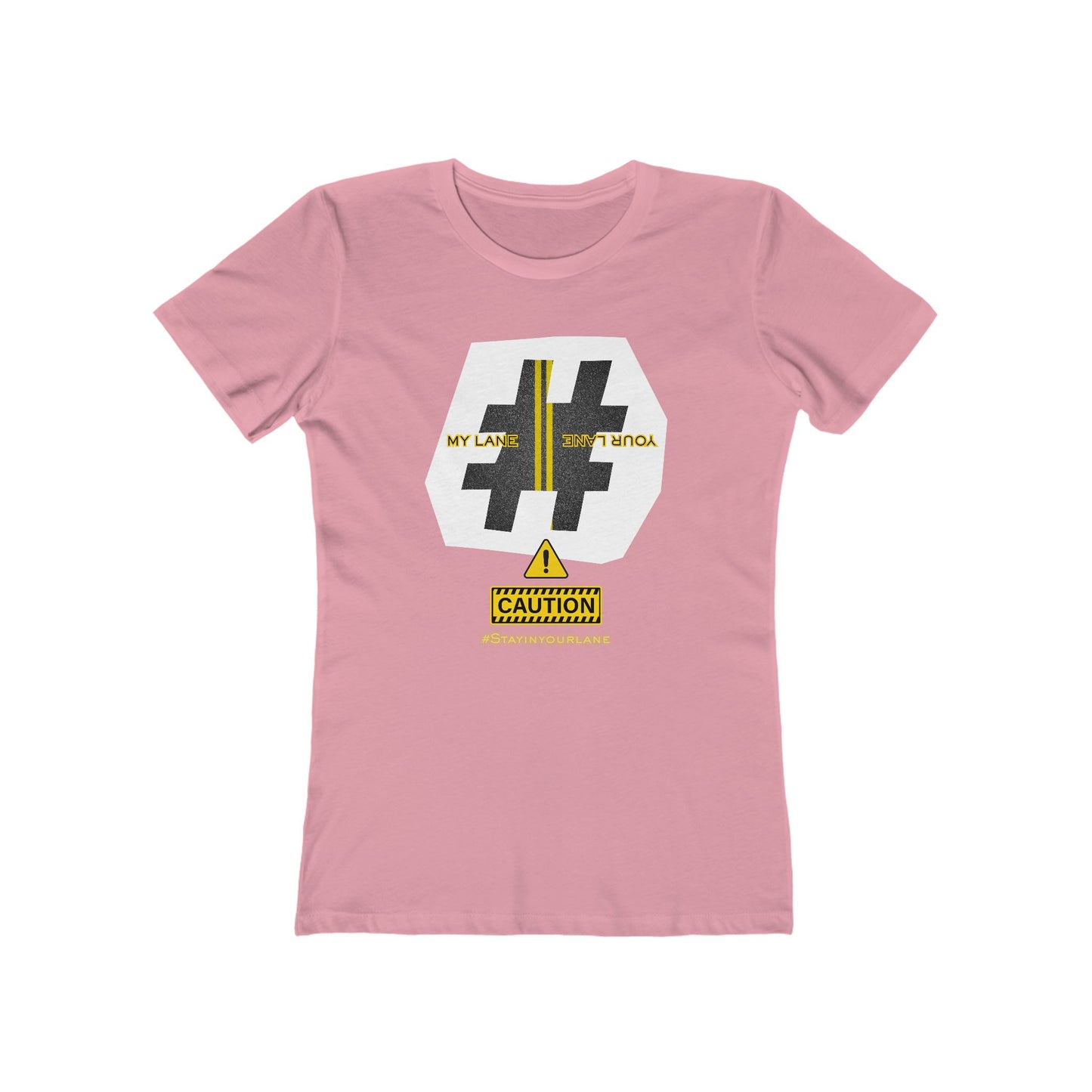 Black White Yellow Lanes Tee - Women’s Boyfriend Fit Celebration T-Shirt
