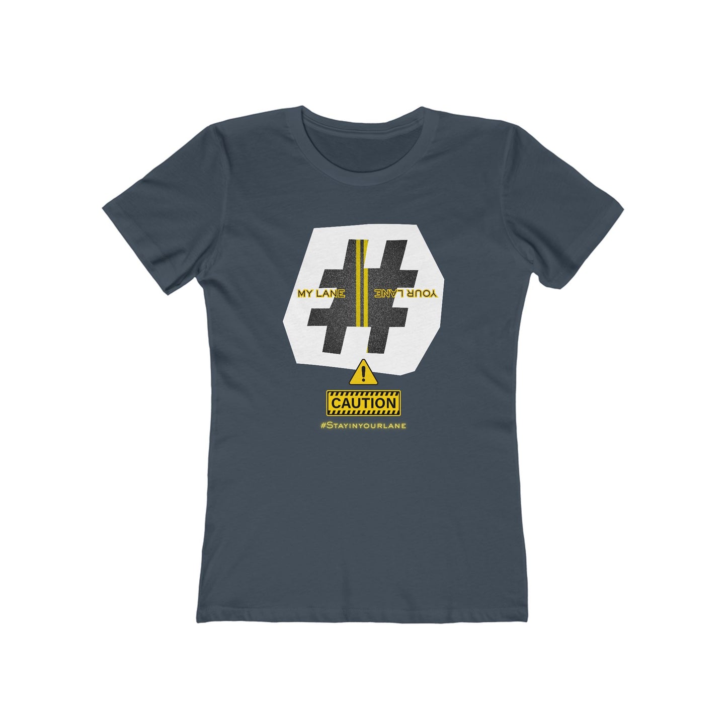 Black White Yellow Lanes Tee - Women’s Boyfriend Fit Celebration T-Shirt