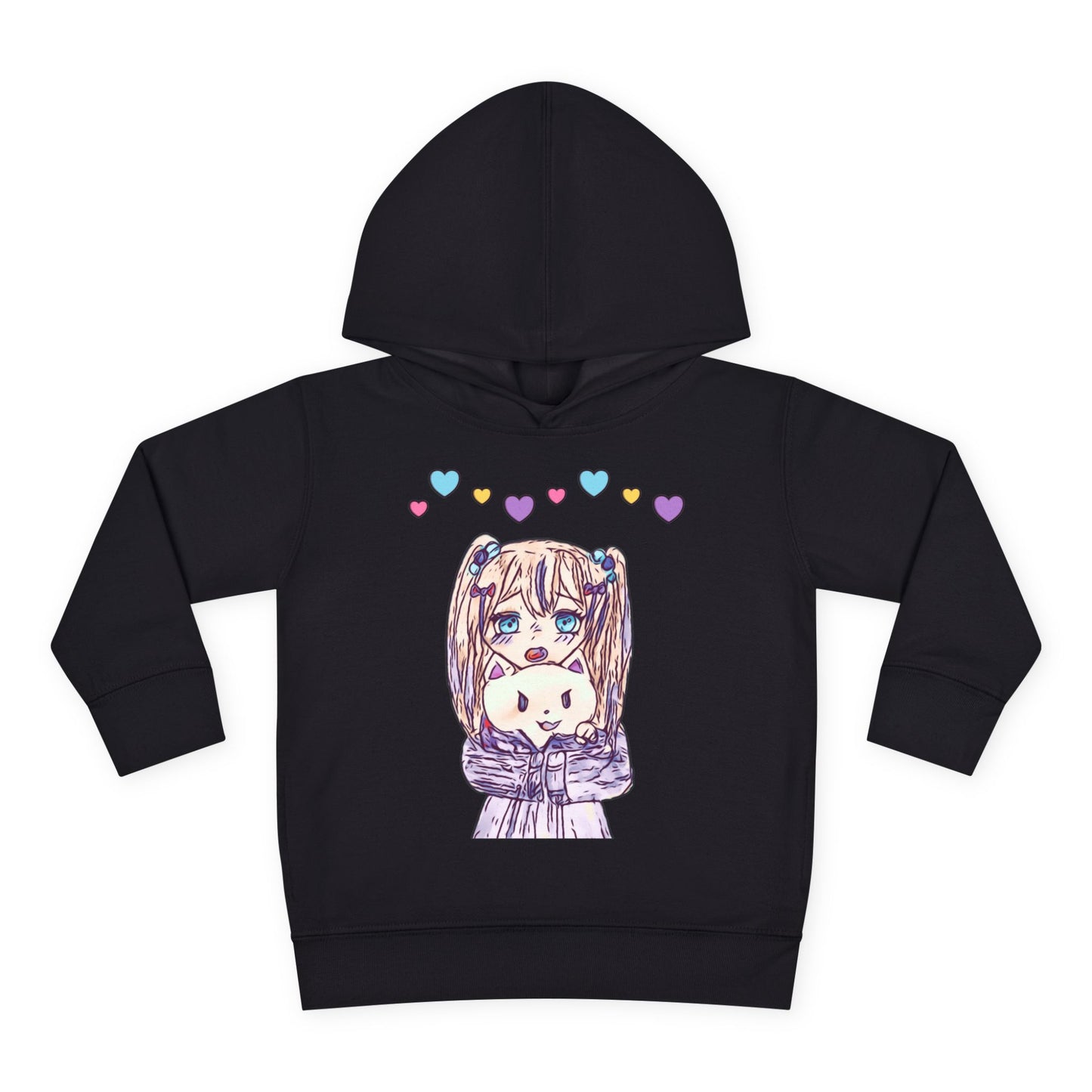 Cute Kawaii Heart Plushie Design Anime Girl - Toddler Hoodie RS3326