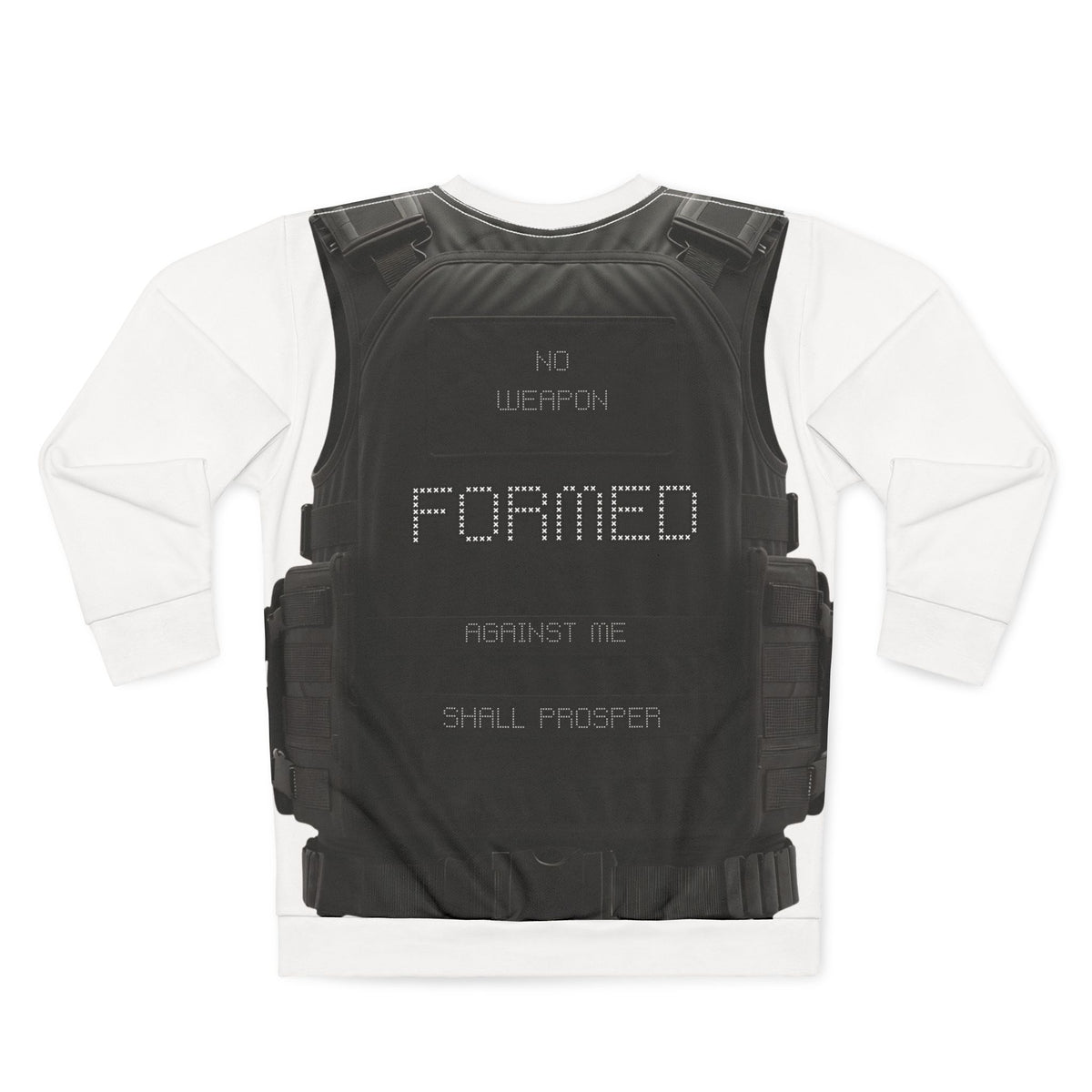 'No Weapon Formed...'Tactical Vest Sweatshirt - AOP Printed Crewneck