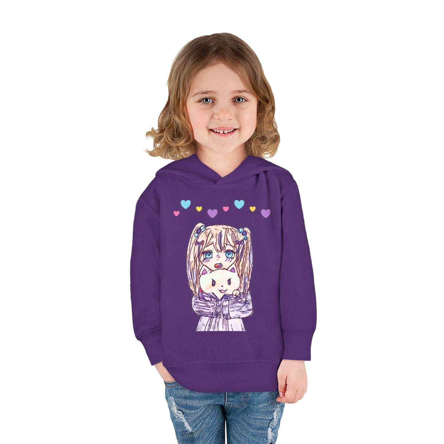 Cute Kawaii Heart Plushie Design Anime Girl - Toddler Hoodie RS3326