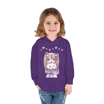 Cute Kawaii Heart Plushie Design Anime Girl - Toddler Hoodie RS3326