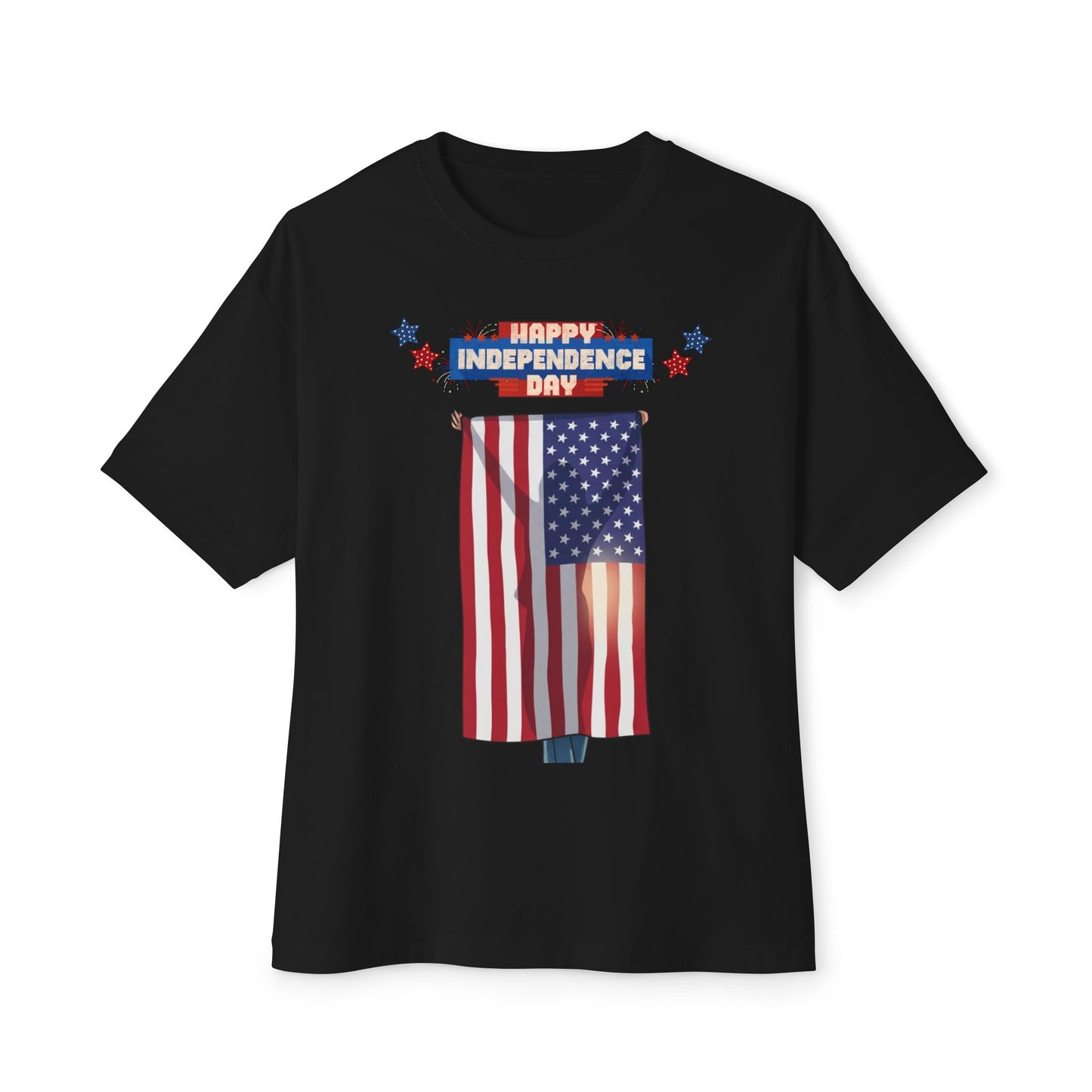 July 4th Flag Holder Tee – Oversized Box Graphic T-Shirt