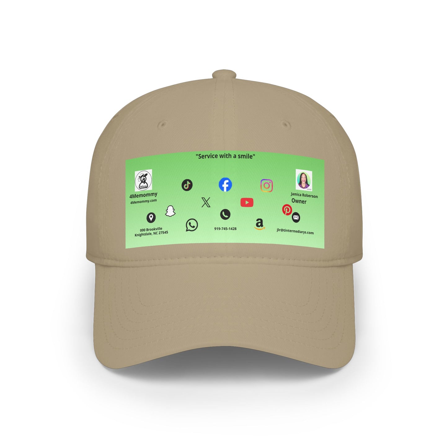 Green Gradient Business Card Hat - Low Profile Baseball Cap (Print)
