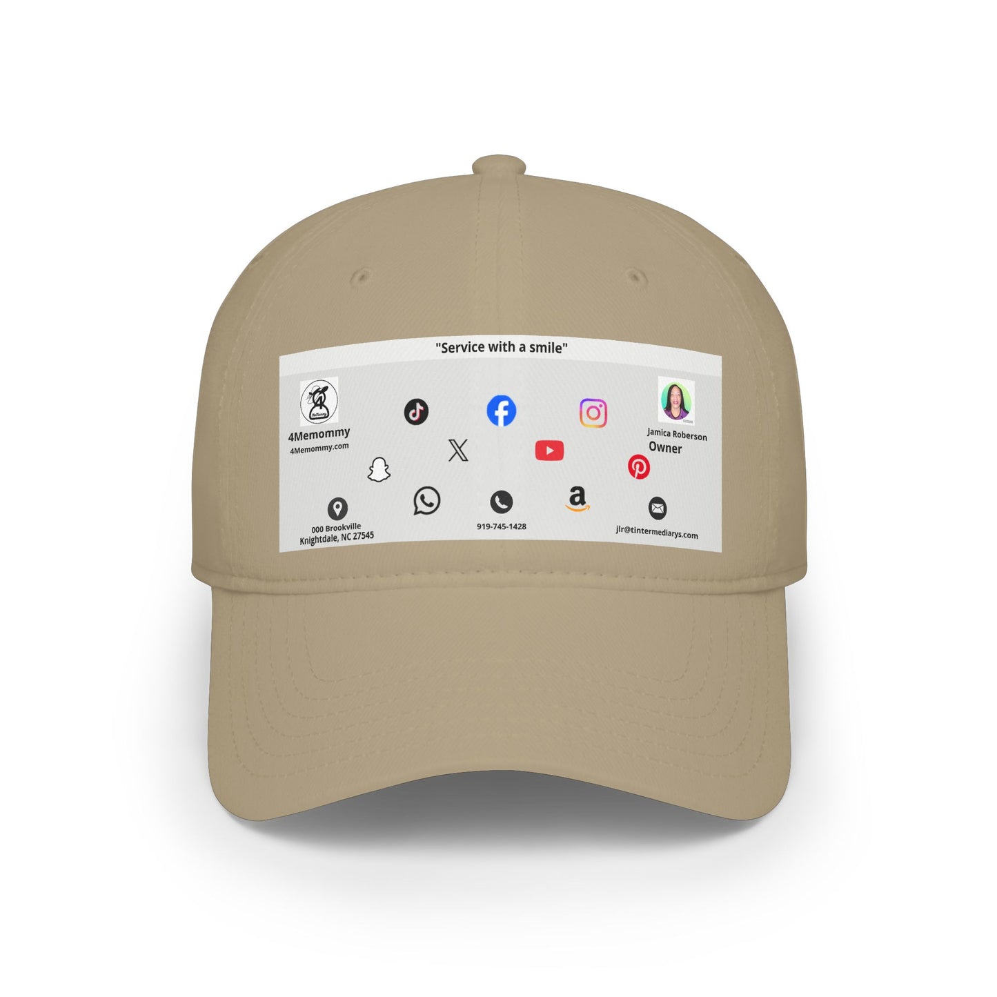 Gray Business Card Hat - Low Profile Baseball Cap (Print)