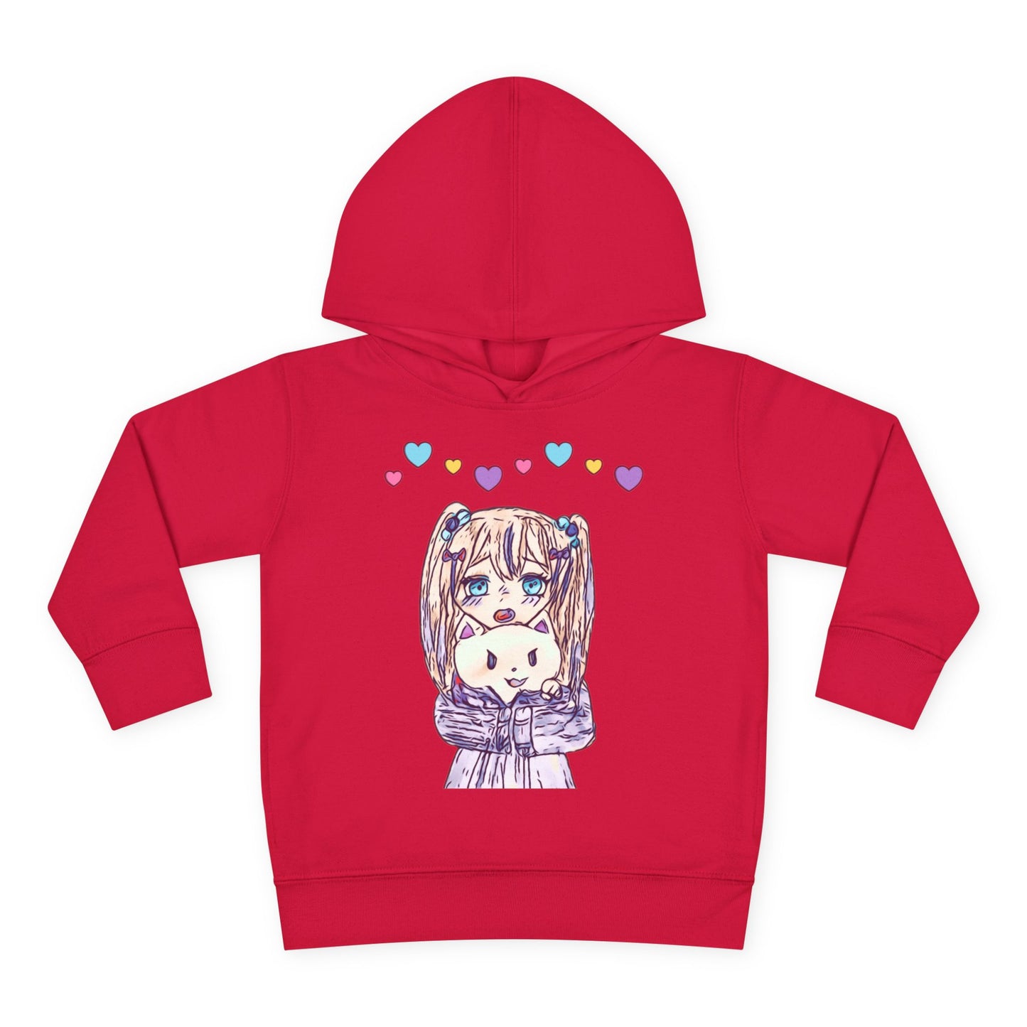 Cute Kawaii Heart Plushie Design Anime Girl - Toddler Hoodie RS3326