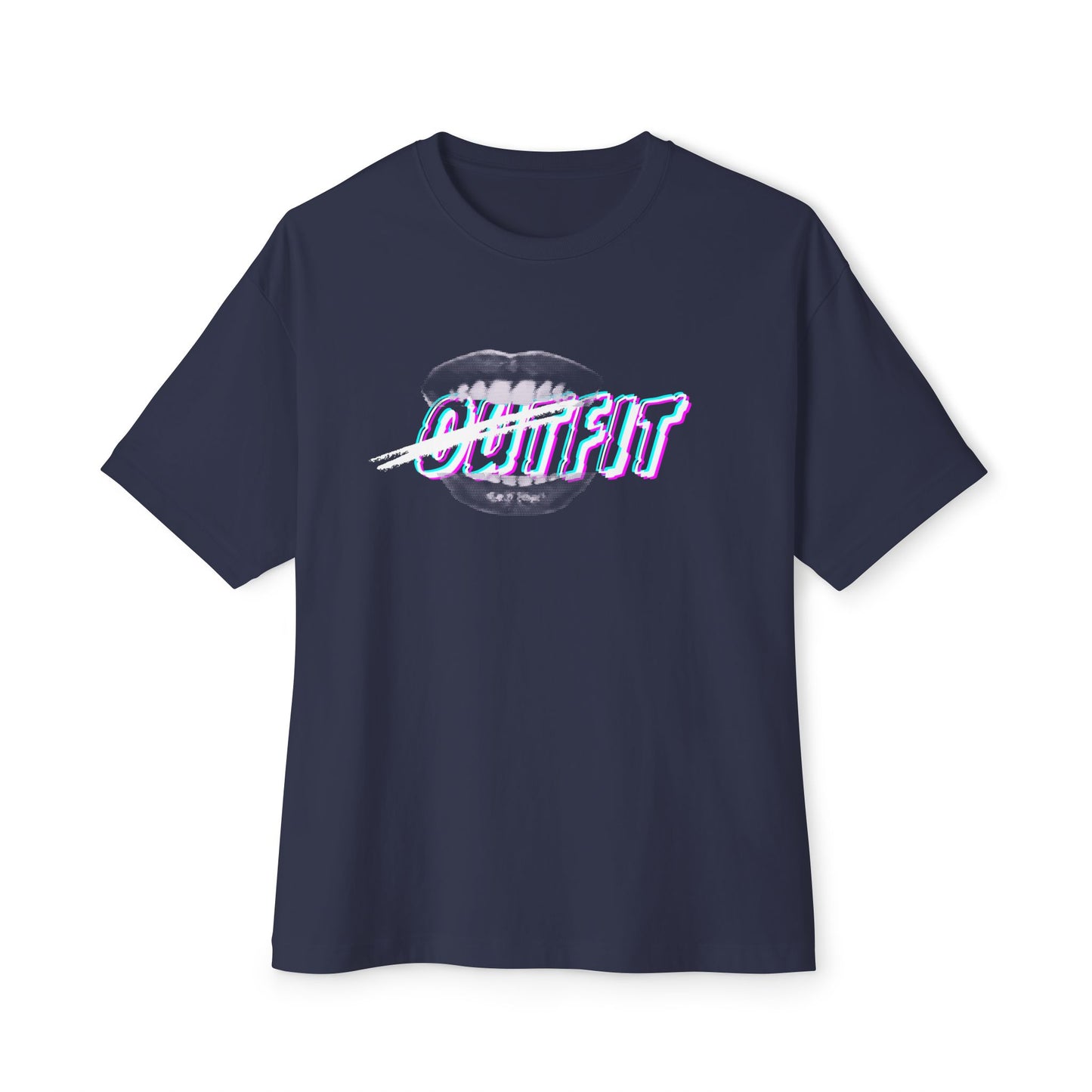 Mouth Fit Glitch Tee – Oversized Box Graphic T-Shirt