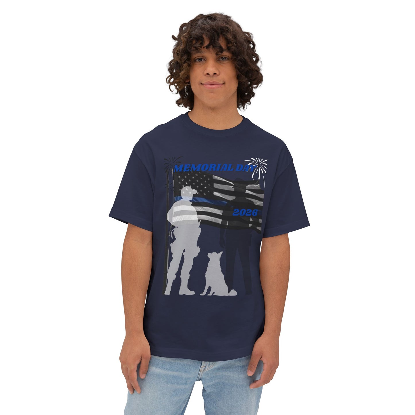 Memorial Day Police 26 Tee – Oversized Box Graphic T-Shirt