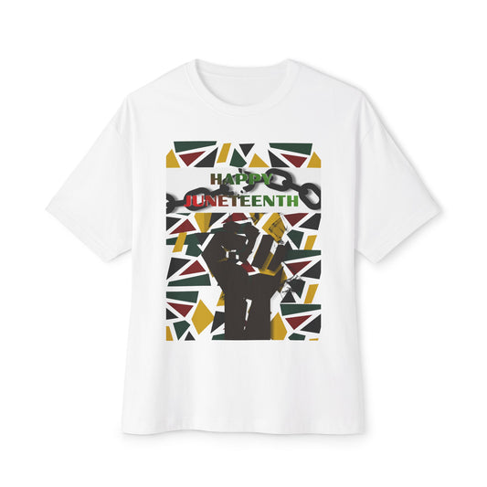 Happy Juneteenth Celebration Tee – Oversized Box Graphic T-Shirt
