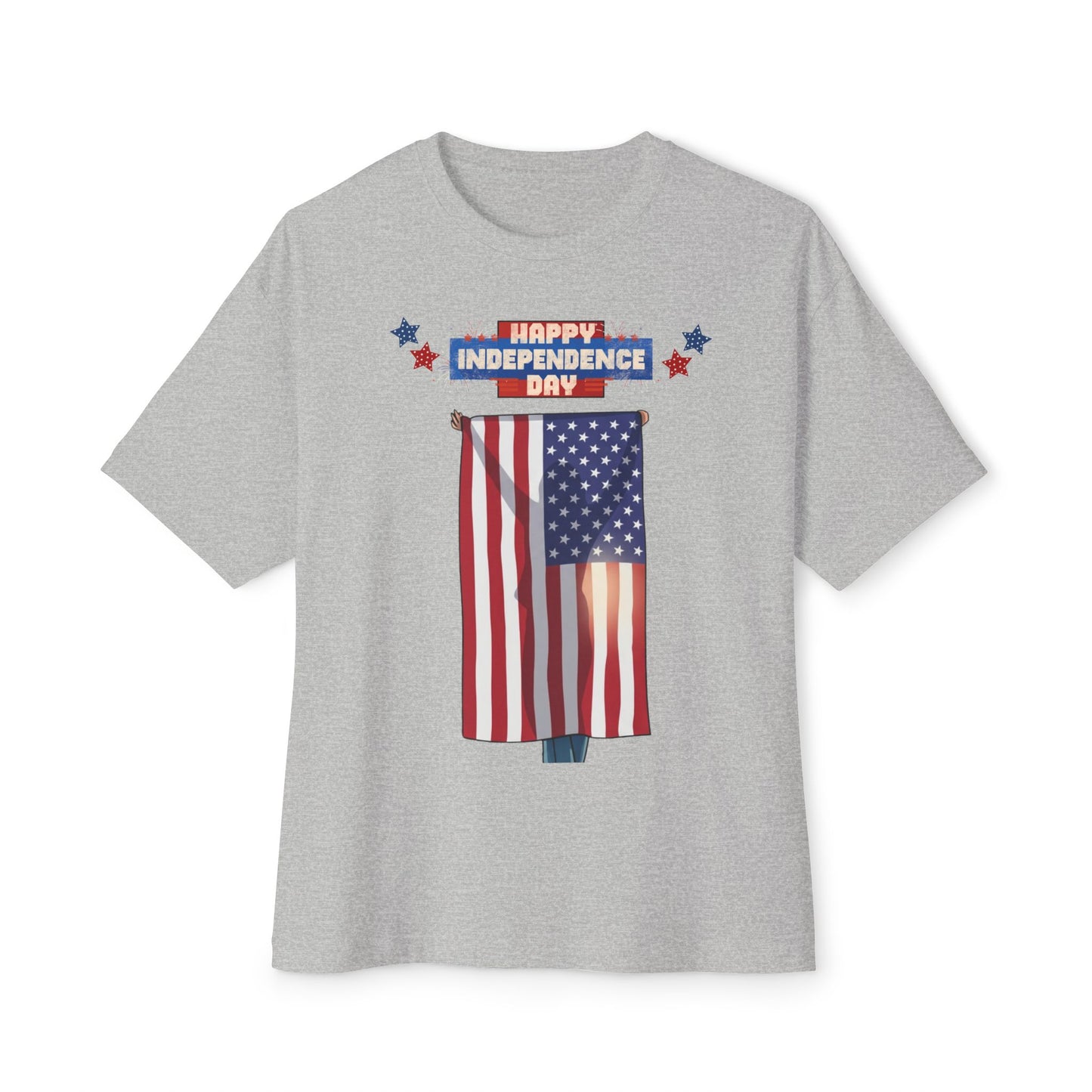 July 4th Flag Holder Tee – Oversized Box Graphic T-Shirt