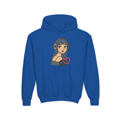 In Her Happy Wearing Headphones - Kids/Youth Hoodie Gildan 18500B