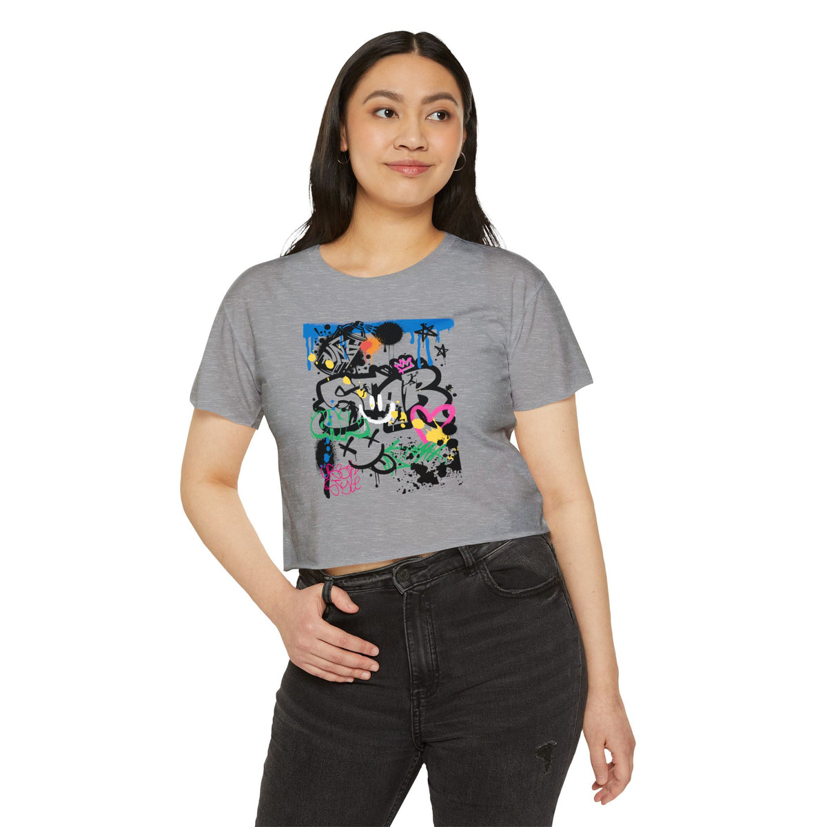 Graffiti Women B Ball Tee  — Women's Crop Top T-Shirt