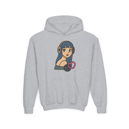 In Her Happy Wearing Headphones - Kids/Youth Hoodie Gildan 18500B