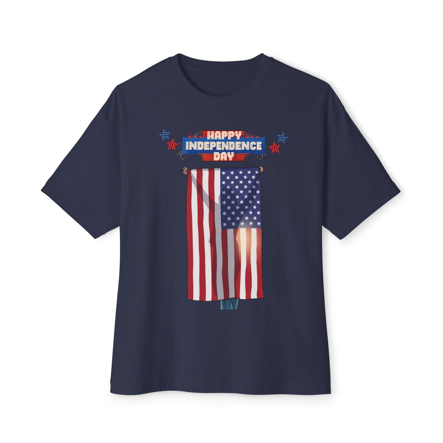 July 4th Flag Holder Tee – Oversized Box Graphic T-Shirt