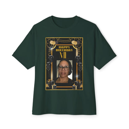 Black & Gold Bold Font Personalize It! B Day Tee – Oversized Box Graphic T-Shirt
