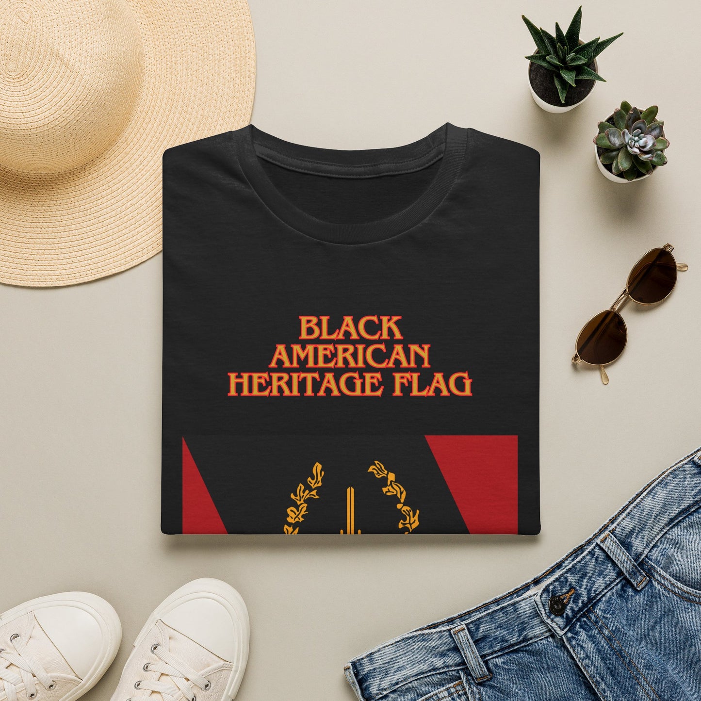 Black American Heritage Flag - Unisex T- Shirt