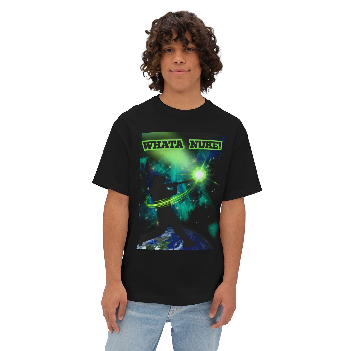 Whata Nuke Baseball Tee – Oversized Box Graphic T-Shirt