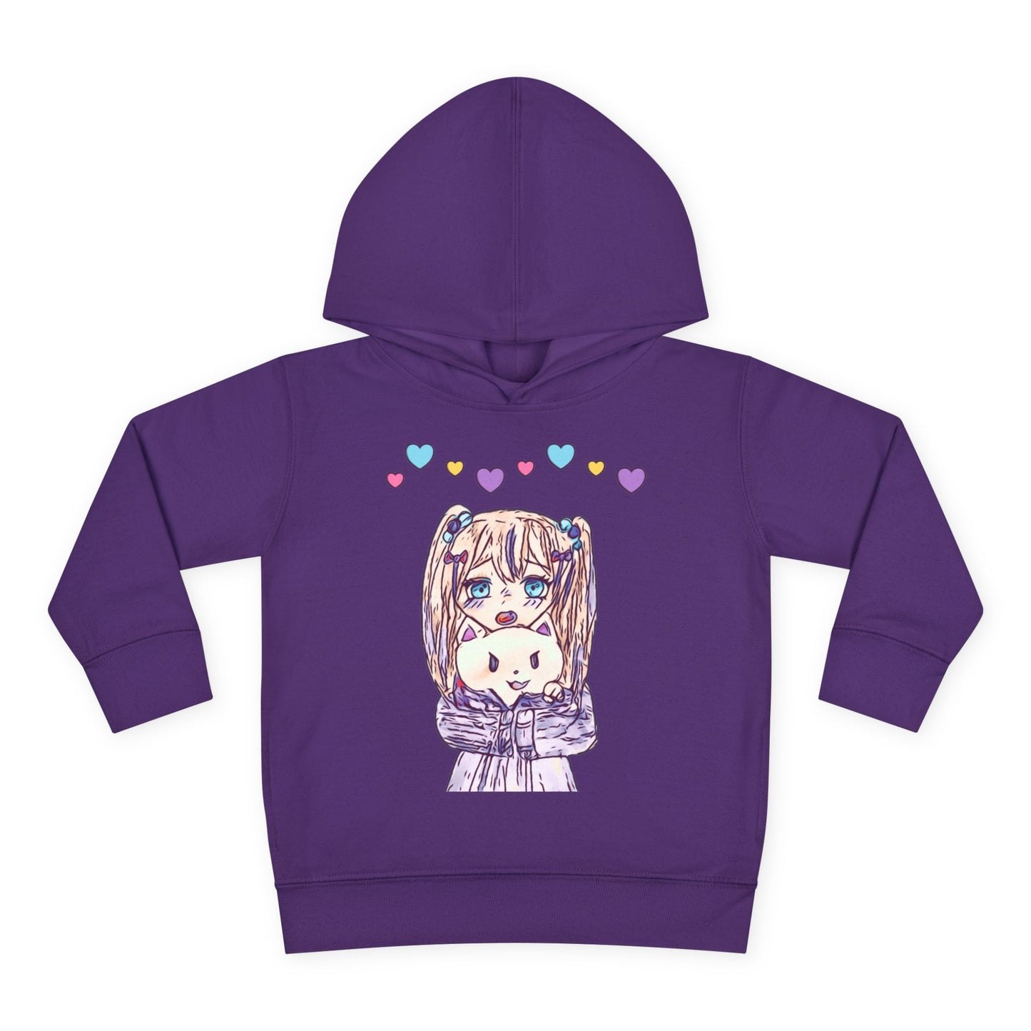 Cute Kawaii Heart Plushie Design Anime Girl - Toddler Hoodie RS3326