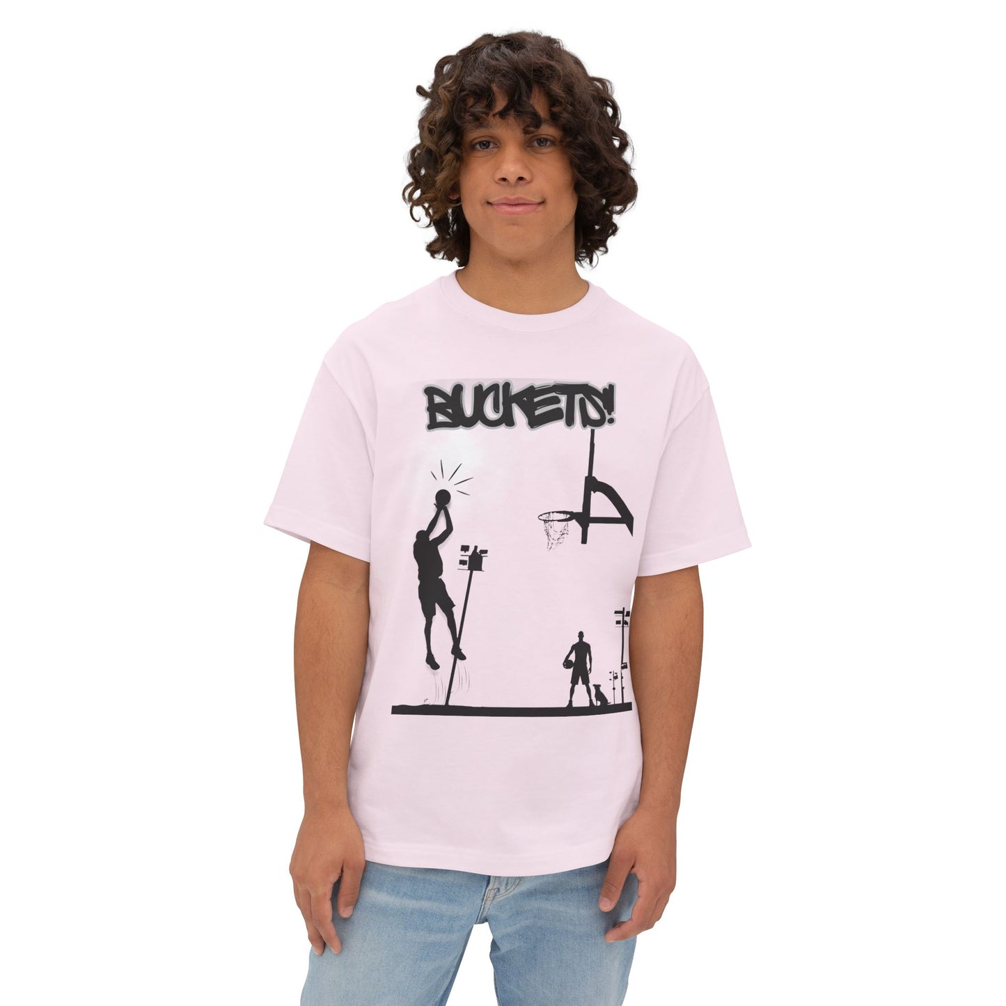 Buckets Basketball Tee – Oversized Box Graphic T-Shirt