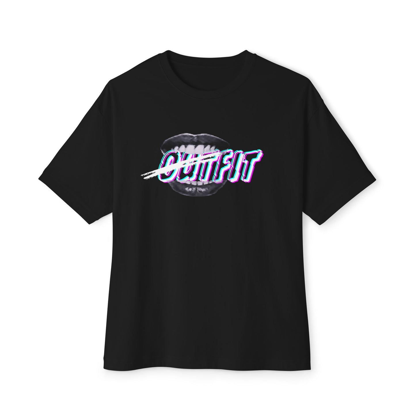 Mouth Fit Glitch Tee – Oversized Box Graphic T-Shirt