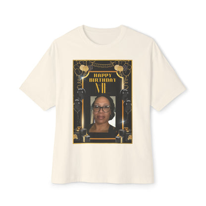 Black & Gold Bold Font Personalize It! B Day Tee – Oversized Box Graphic T-Shirt
