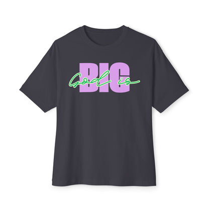God is BIG (Lavender&Green) Tee – Oversized Box Graphic T-Shirt