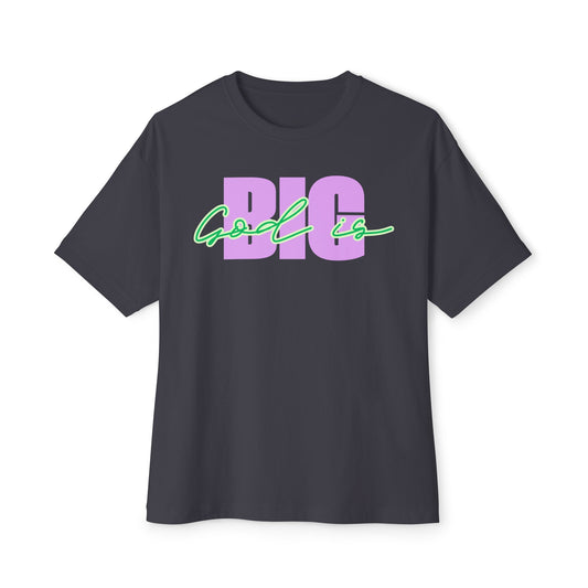 God is BIG (Lavender&Green) Tee – Oversized Box Graphic T-Shirt