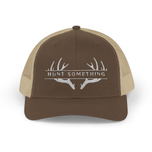 Unisex Hunt Something Deer Snapback Trucker Cap - Embroidered