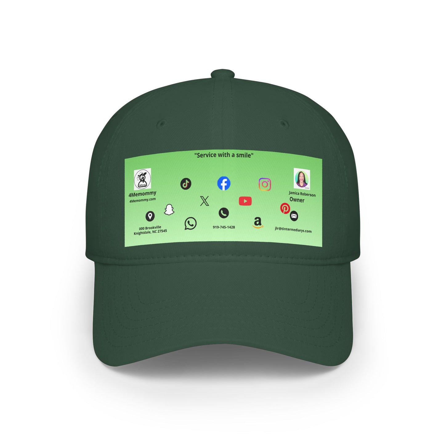 Green Gradient Business Card Hat - Low Profile Baseball Cap (Print)