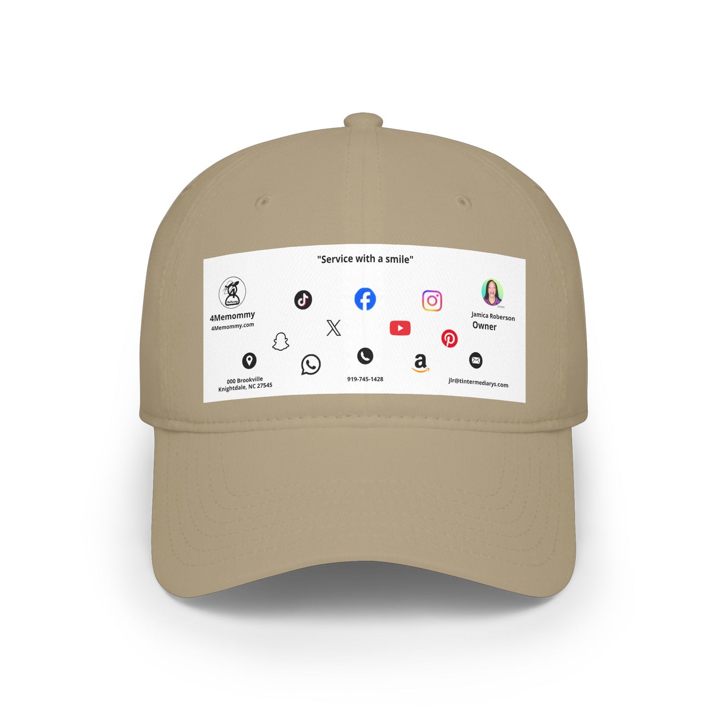 White Business Card Hat - Low Profile Baseball Cap (Print)