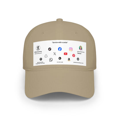 White Business Card Hat - Low Profile Baseball Cap (Print)