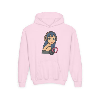 In Her Happy Wearing Headphones - Kids/Youth Hoodie Gildan 18500B