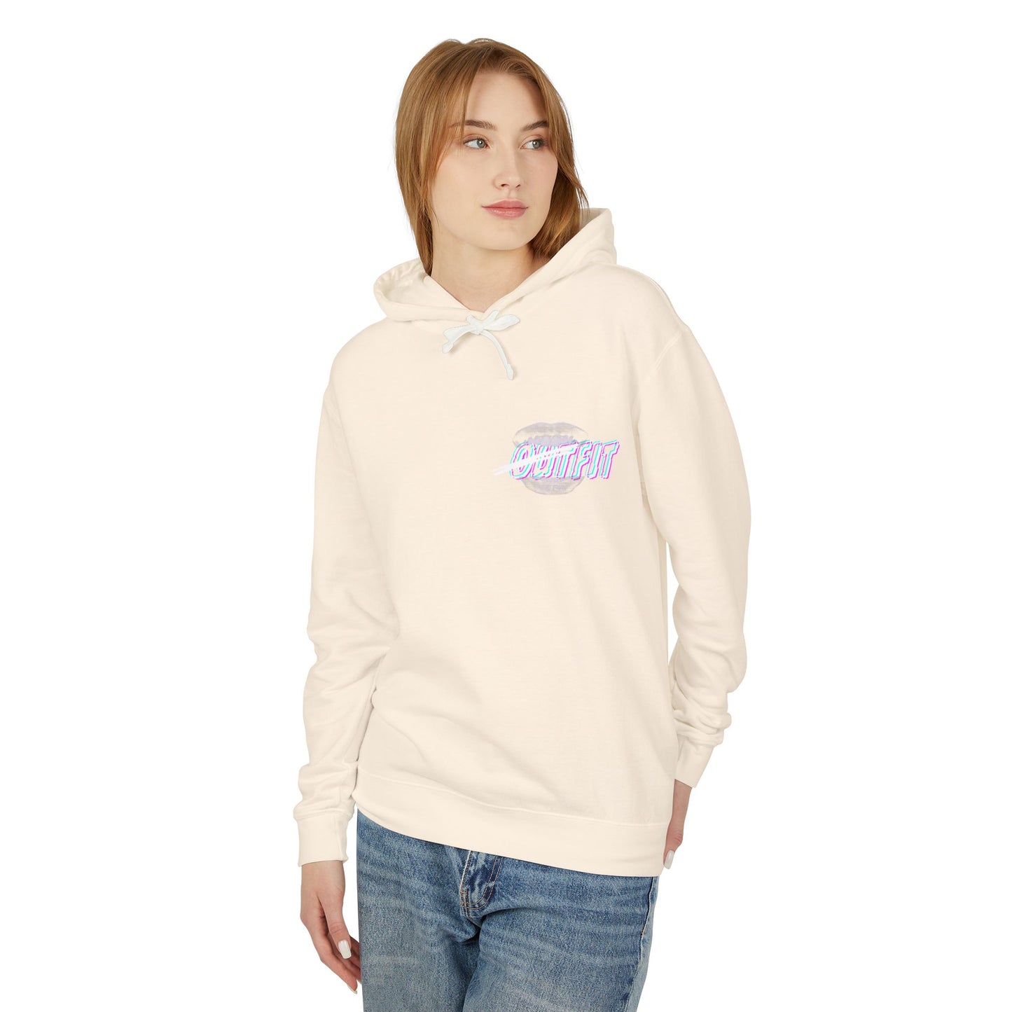 Unisex Mouth Fit Glitch — Lightweight Hooded Sweatshirt
