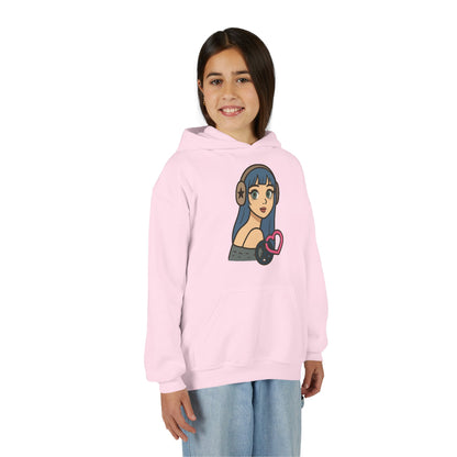 In Her Happy Wearing Headphones - Kids/Youth Hoodie Gildan 18500B