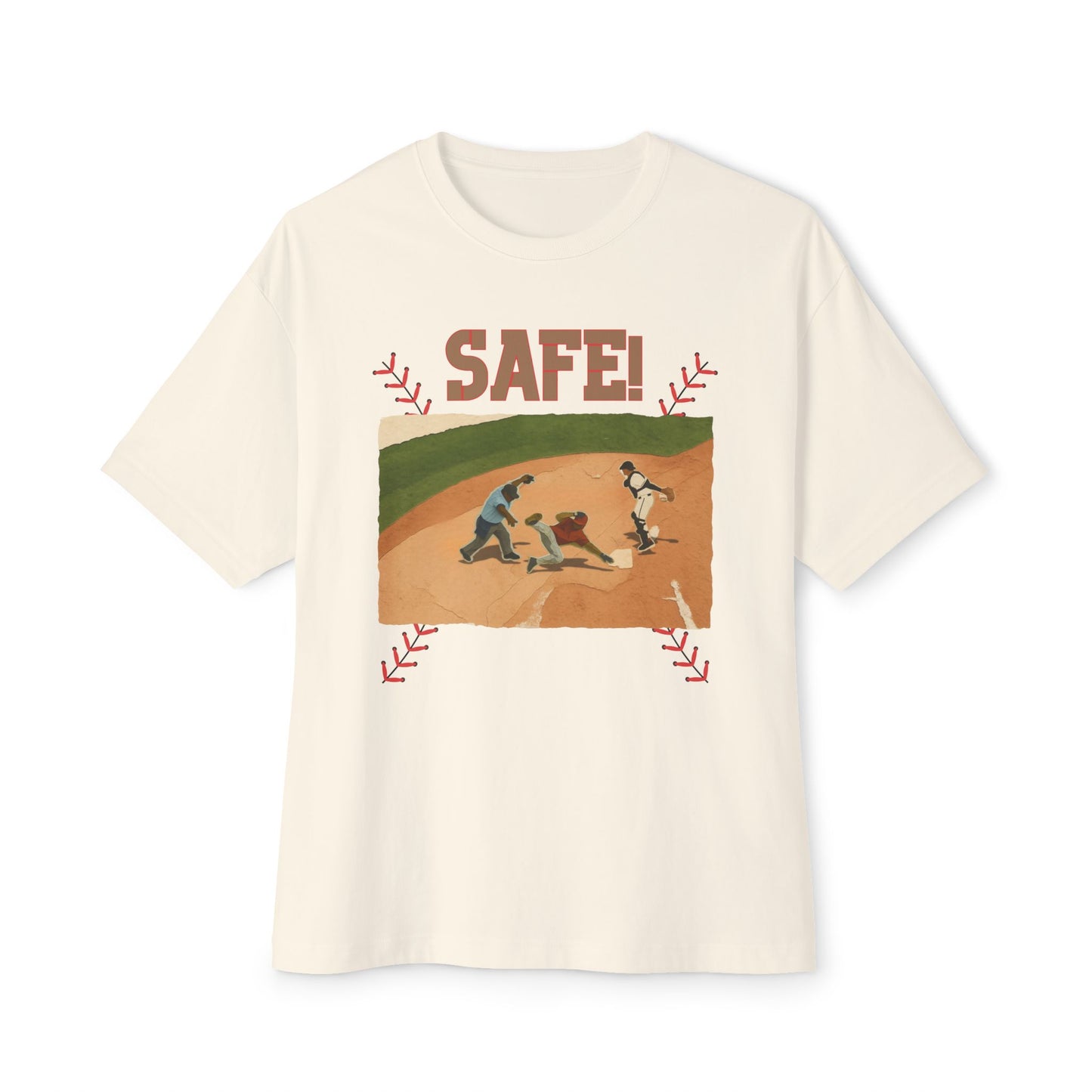 Safe Baseball Tee – Oversized Box Graphic T-Shirt
