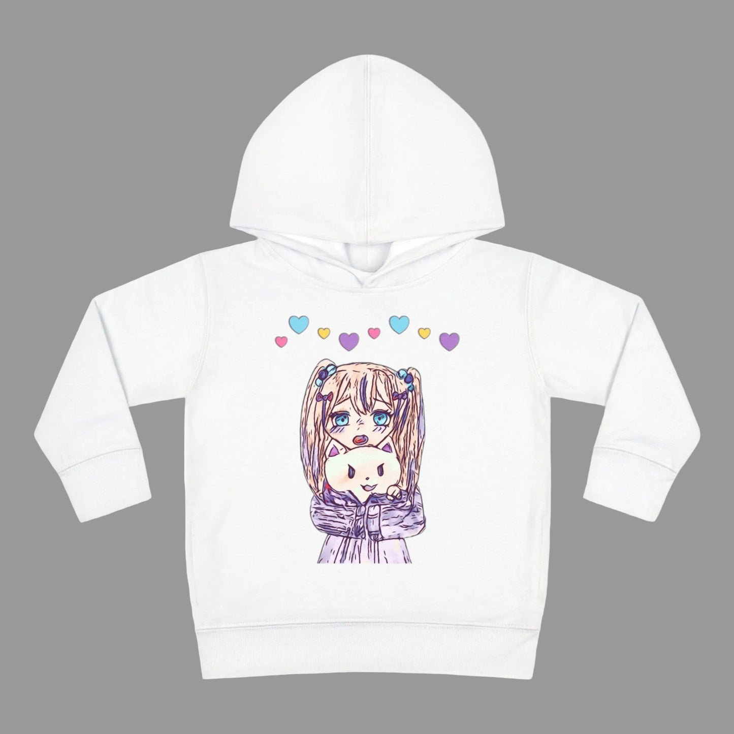 Cute Kawaii Heart Plushie Design Anime Girl - Toddler Hoodie RS3326