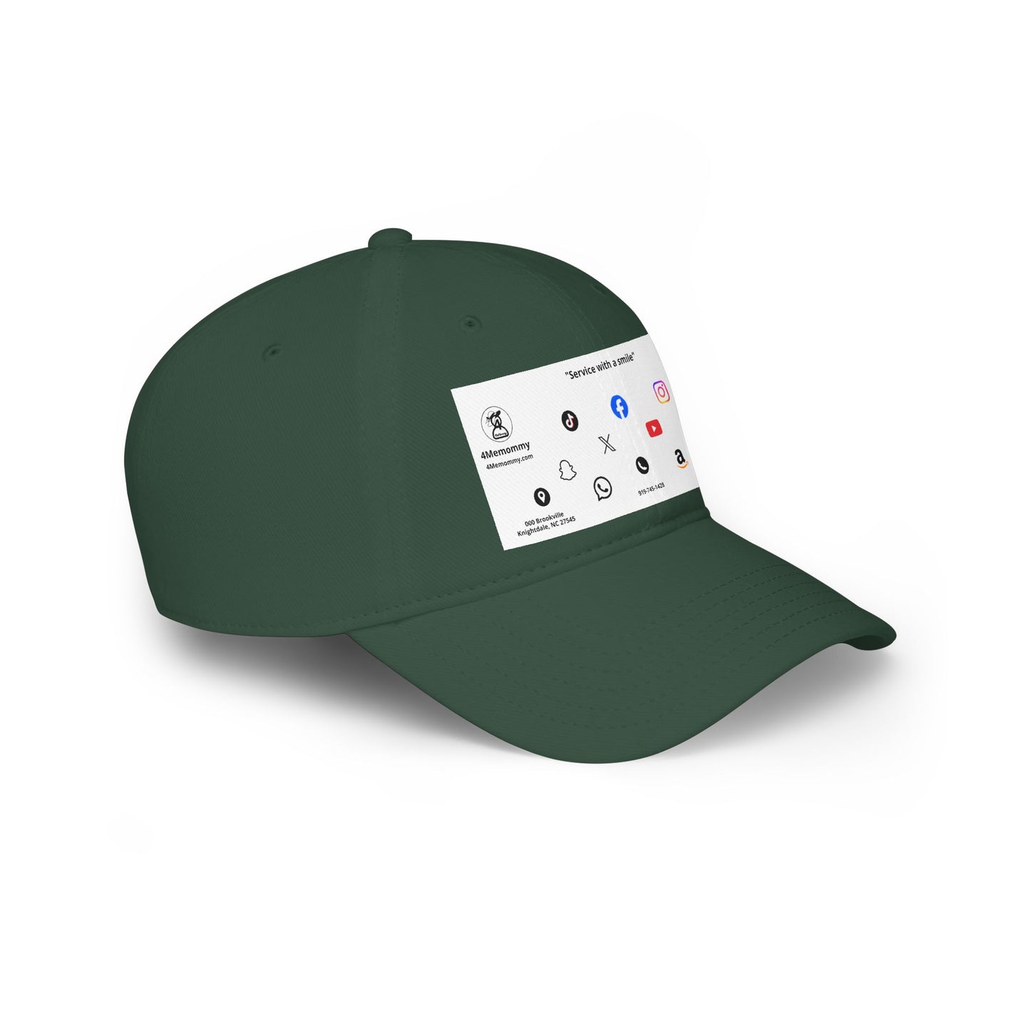 White Business Card Hat - Low Profile Baseball Cap (Print)
