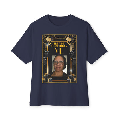 Black & Gold Bold Font Personalize It! B Day Tee – Oversized Box Graphic T-Shirt