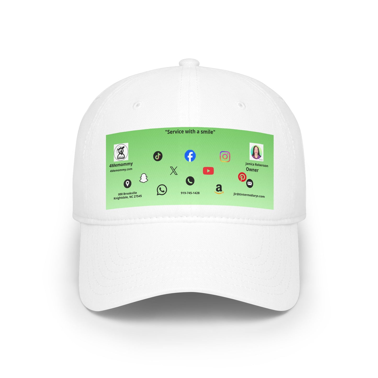 Green Gradient Business Card Hat - Low Profile Baseball Cap (Print)