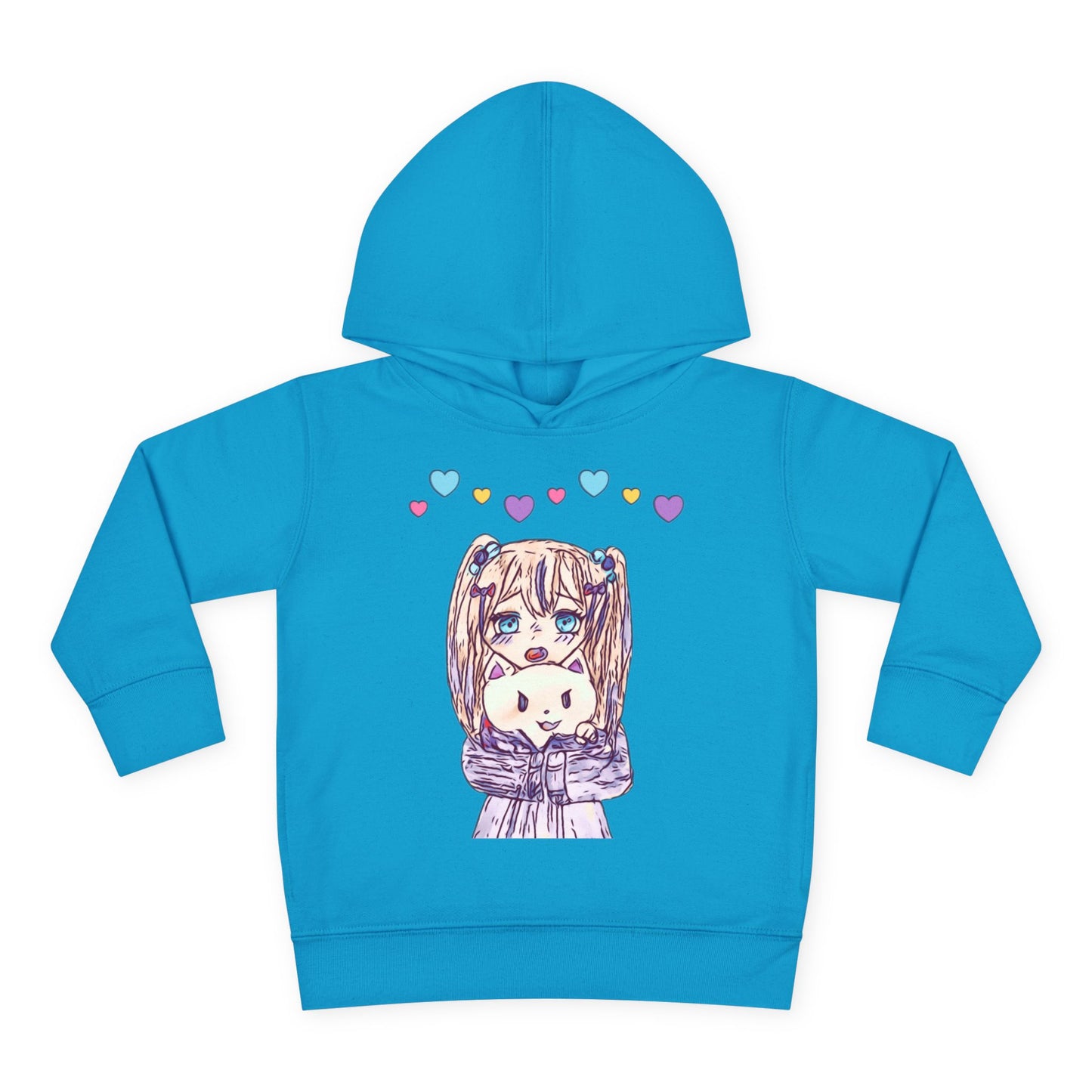 Cute Kawaii Heart Plushie Design Anime Girl - Toddler Hoodie RS3326