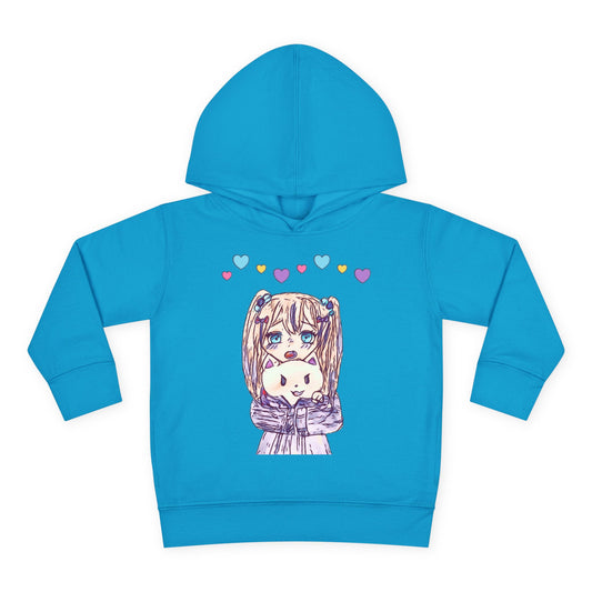 Cute Kawaii Heart Plushie Design Anime Girl - Toddler Hoodie RS3326
