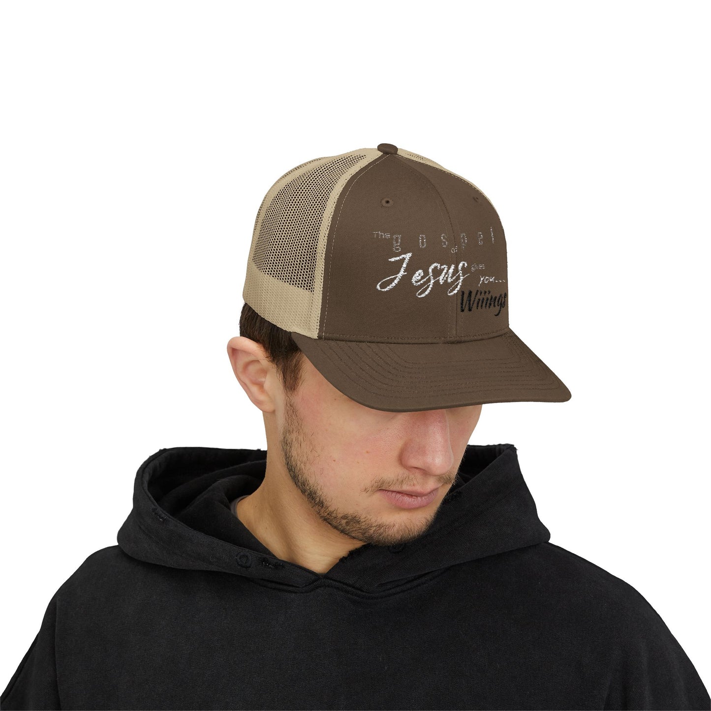 Unisex The Gospel of Jesus Gives... Snapback Trucker Cap - Embroidered