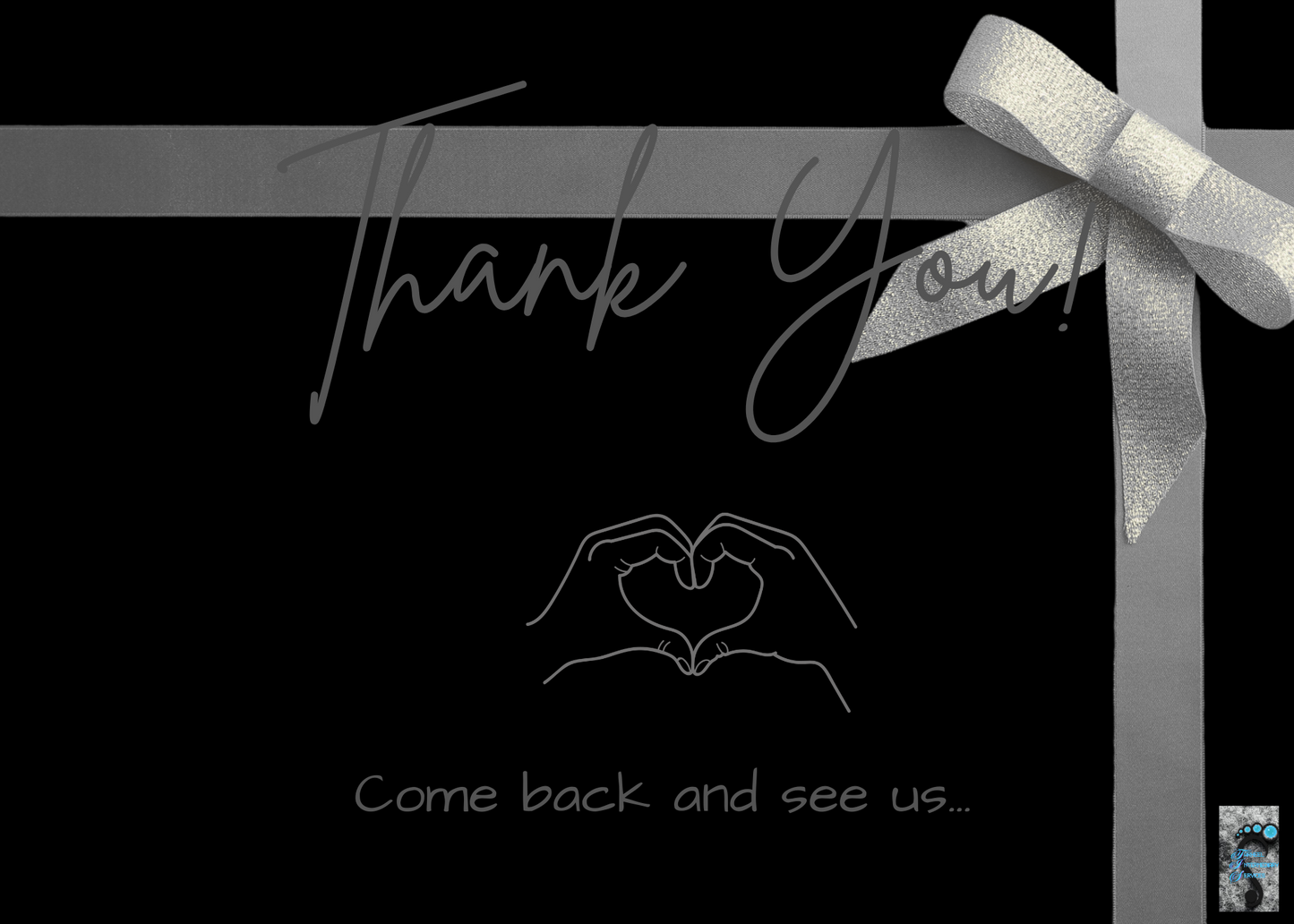 7 X 5" Black and Gray Thank You Card w/logo