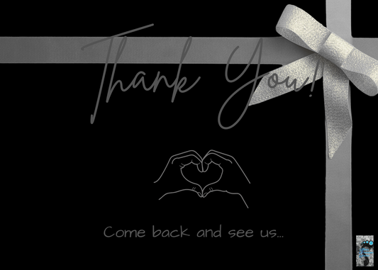 7 X 5" Black and Gray Thank You Card w/logo