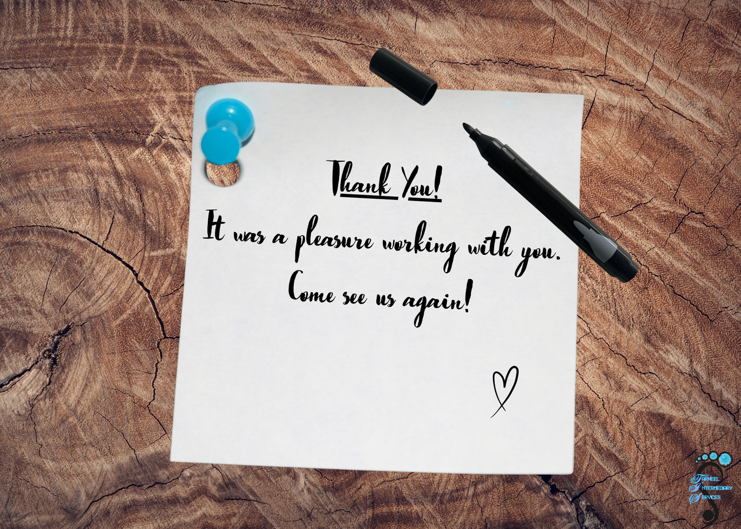 7 X 5" Tack on a Note Thank You Card w/logo