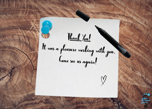 7 X 5" Tack on a Note Thank You Card w/logo